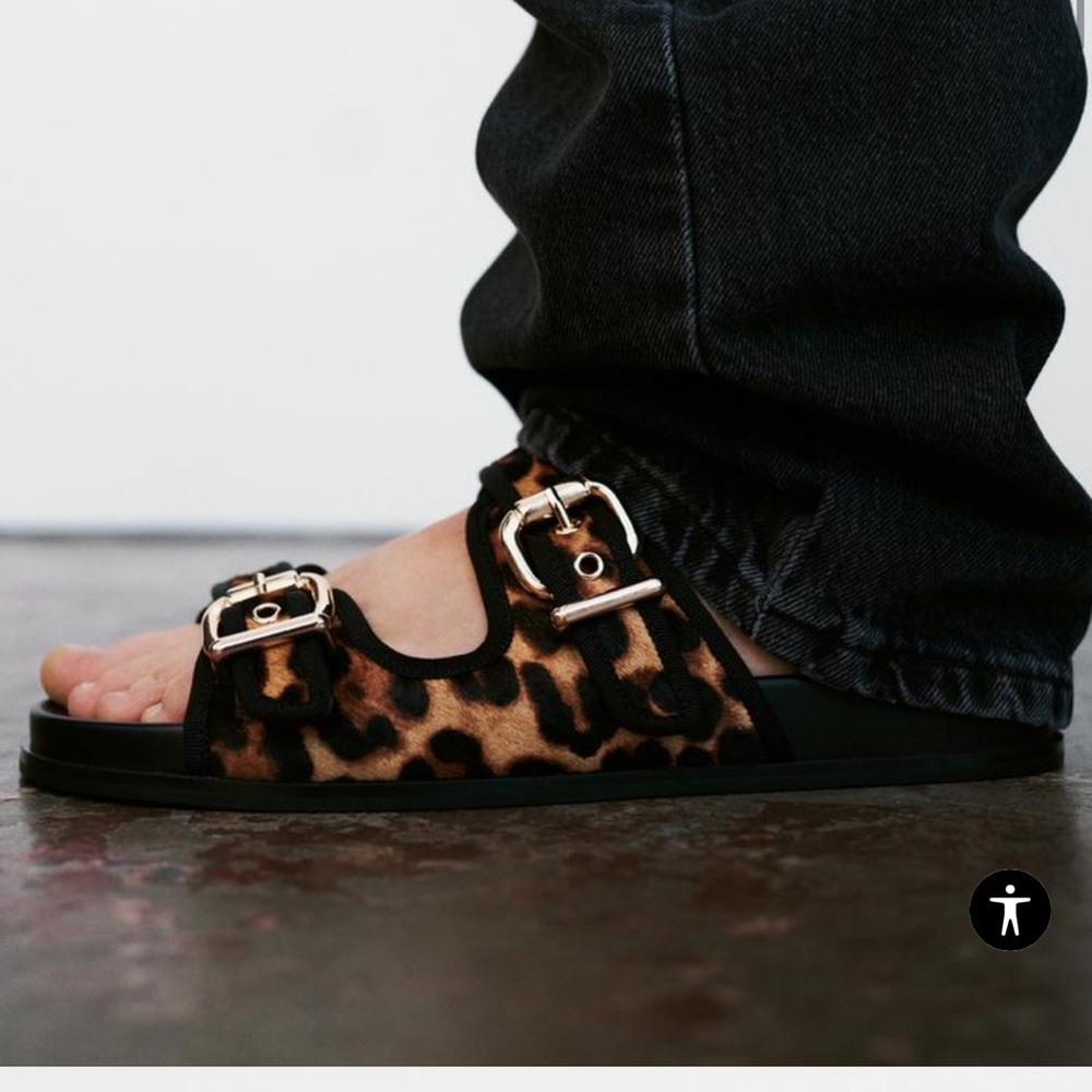 Zara leopard sandals women’s 42/11 new sold out Spring/Summer 24’ gold buckle